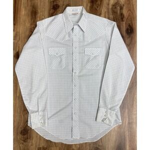 Sundance Career Club VTG Checkered Shirt Men Tall L Western Pearl Snap Made USA